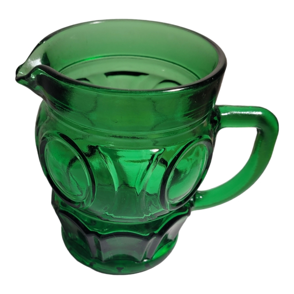 Vintage Bullseye Green Glass Creamer